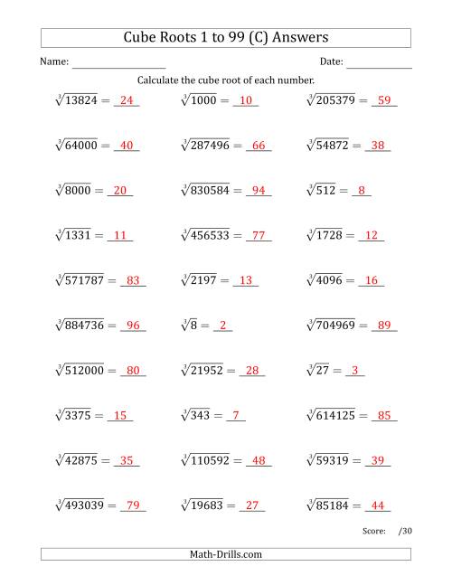 The Cube Roots 1 to 99 (C) Math Worksheet Page 2