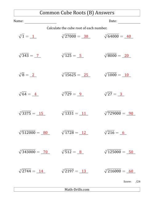 The Common Cube Roots (B) Math Worksheet Page 2