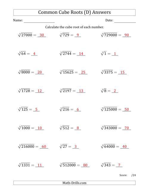 The Common Cube Roots (D) Math Worksheet Page 2