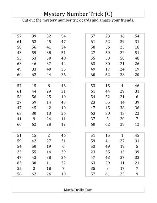 The Mystery Number Trick (C) Math Worksheet