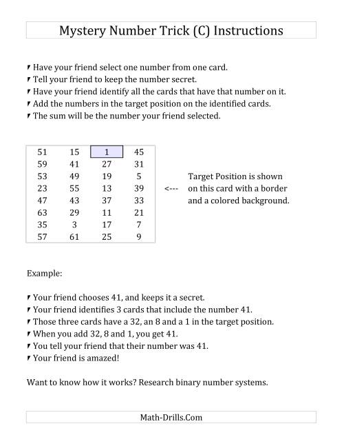 The Mystery Number Trick (C) Math Worksheet Page 2