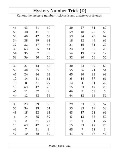 The Mystery Number Trick (D) Math Worksheet