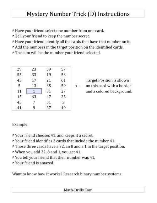 The Mystery Number Trick (D) Math Worksheet Page 2