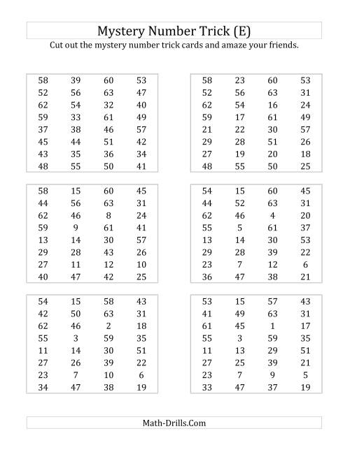 The Mystery Number Trick (E) Math Worksheet