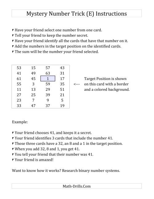 The Mystery Number Trick (E) Math Worksheet Page 2