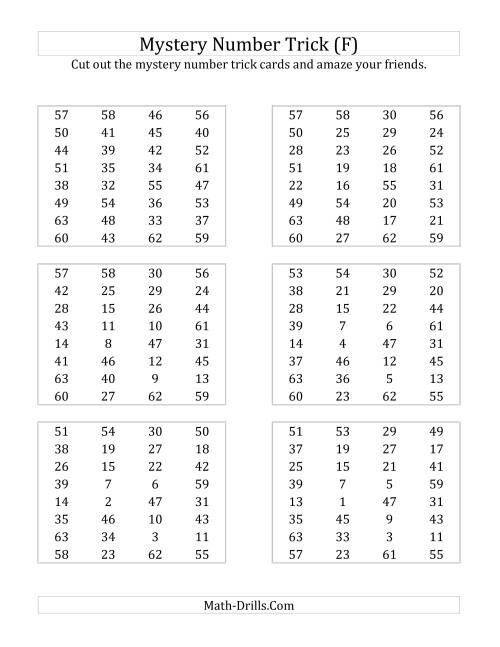 The Mystery Number Trick (F) Math Worksheet