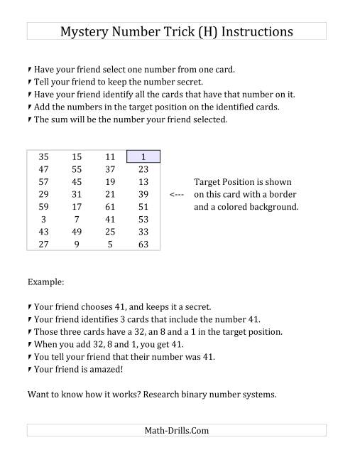 The Mystery Number Trick (H) Math Worksheet Page 2