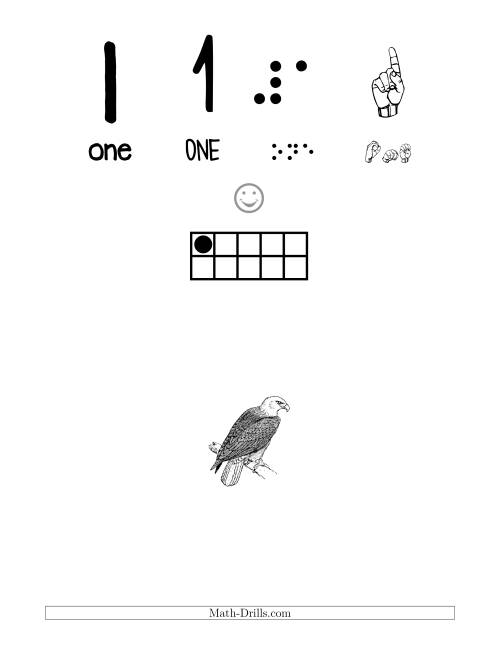 The Number 1 Recognition Poster with a Bird Theme Math Worksheet