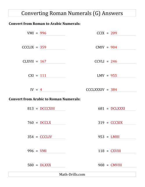 The Converting Compact Roman Numerals up to M to Standard Numbers (G) Math Worksheet Page 2