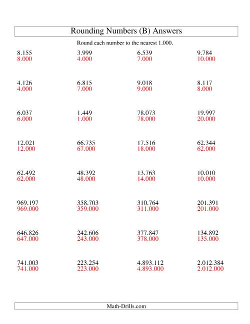 The Rounding Numbers to the Nearest 1.000 (Euro Version) (B) Math Worksheet Page 2