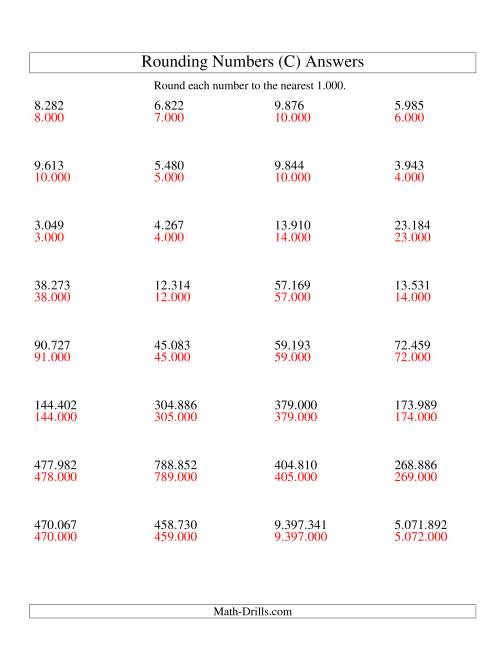 The Rounding Numbers to the Nearest 1.000 (Euro Version) (C) Math Worksheet Page 2