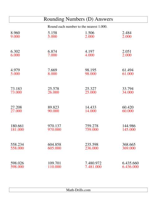 The Rounding Numbers to the Nearest 1.000 (Euro Version) (D) Math Worksheet Page 2