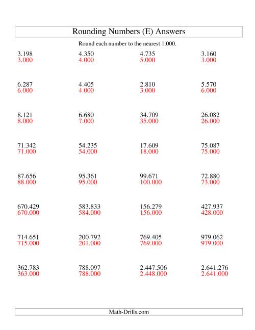 The Rounding Numbers to the Nearest 1.000 (Euro Version) (E) Math Worksheet Page 2