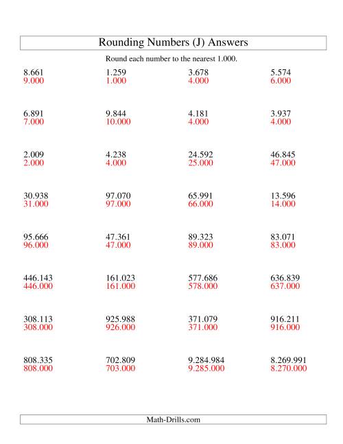 The Rounding Numbers to the Nearest 1.000 (Euro Version) (J) Math Worksheet Page 2