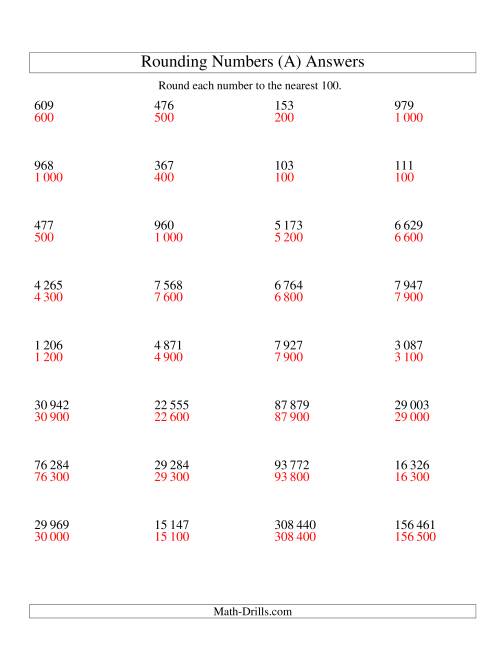 The Rounding Numbers to the Nearest 100 (SI Version) (A) Math Worksheet Page 2