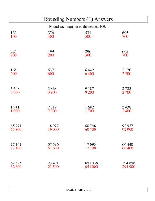 The Rounding Numbers to the Nearest 100 (SI Version) (E) Math Worksheet Page 2