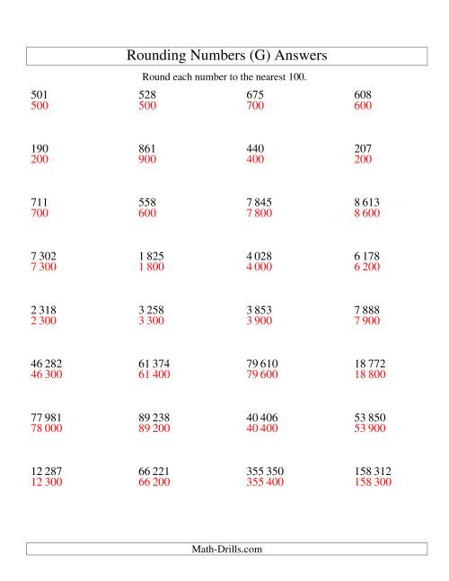 The Rounding Numbers to the Nearest 100 (SI Version) (G) Math Worksheet Page 2