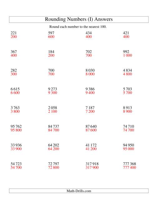 The Rounding Numbers to the Nearest 100 (SI Version) (I) Math Worksheet Page 2