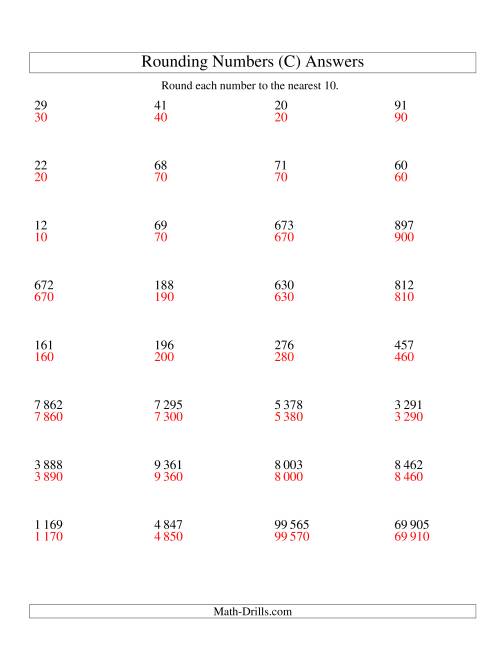 The Rounding Numbers to the Nearest 10 (SI Version) (C) Math Worksheet Page 2