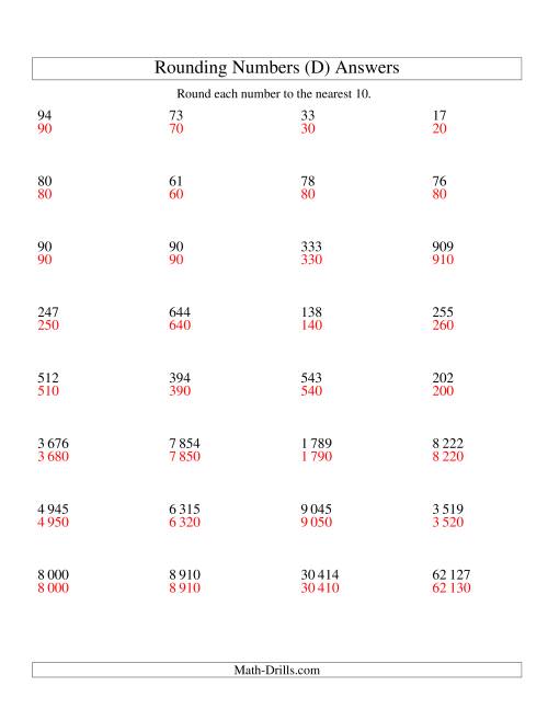The Rounding Numbers to the Nearest 10 (SI Version) (D) Math Worksheet Page 2