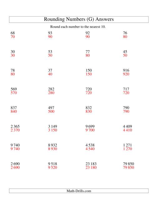 The Rounding Numbers to the Nearest 10 (SI Version) (G) Math Worksheet Page 2