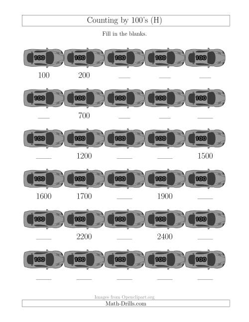 The Counting by 100's with Cars (H) Math Worksheet