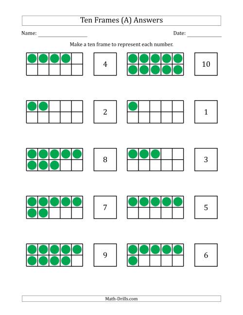 The Blank Ten Frames with the Numbers in Random Order (A) Math Worksheet Page 2
