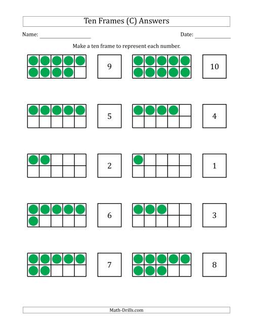 The Blank Ten Frames with the Numbers in Random Order (C) Math Worksheet Page 2