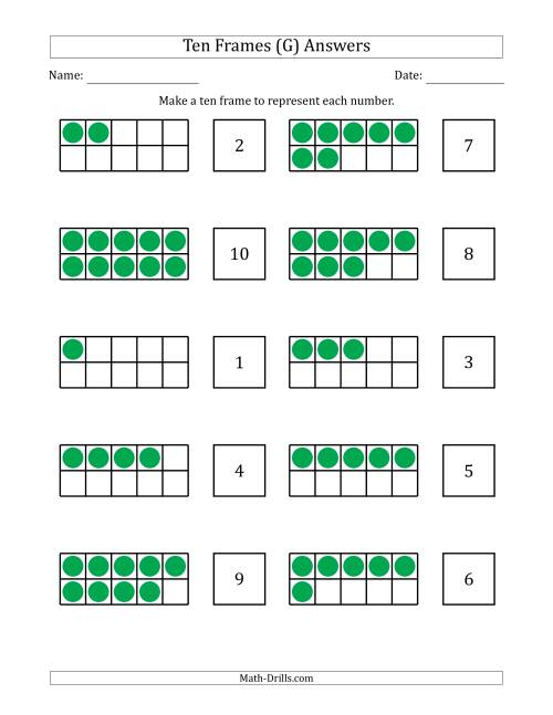 The Blank Ten Frames with the Numbers in Random Order (G) Math Worksheet Page 2