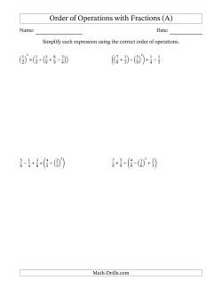 Order of Operations with Positive Fractions (Five Steps)