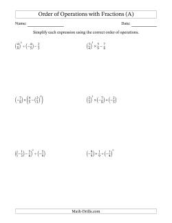Order of Operations with Negative and Positive Fractions (Three Steps)