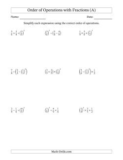 Order of Operations with Positive Fractions (Three Steps)