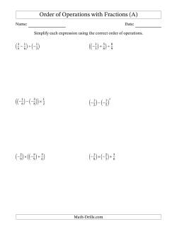 Order of Operations with Negative and Positive Fractions (Two Steps)