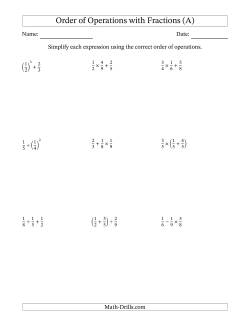Order of Operations with Positive Fractions (Two Steps)
