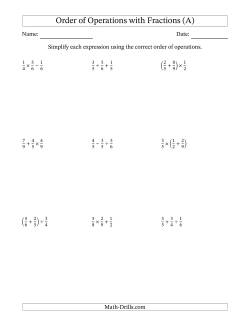 Order of Operations with Positive Fractions and No Exponents (Two Steps)