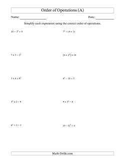 Order of Operations with Whole Numbers (Three Steps)