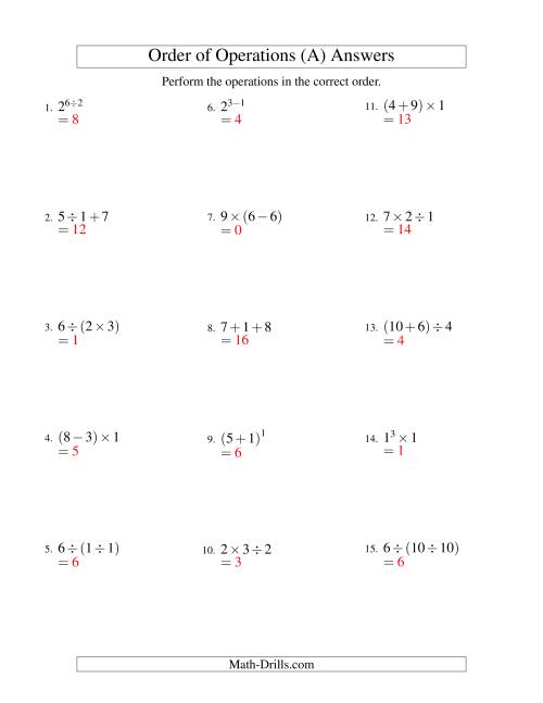 The Integers Order of Operations -- Two Steps (Old) Math Worksheet Page 2