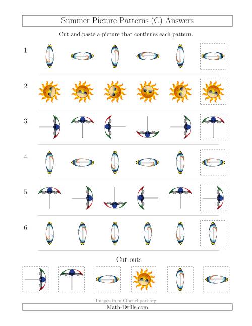 The Summer Picture Patterns with Rotation Attribute Only (C) Math Worksheet Page 2
