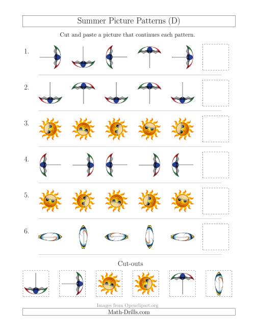 The Summer Picture Patterns with Rotation Attribute Only (D) Math Worksheet