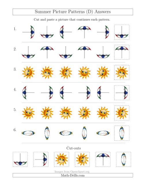 The Summer Picture Patterns with Rotation Attribute Only (D) Math Worksheet Page 2