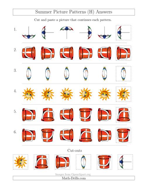 The Summer Picture Patterns with Rotation Attribute Only (H) Math Worksheet Page 2