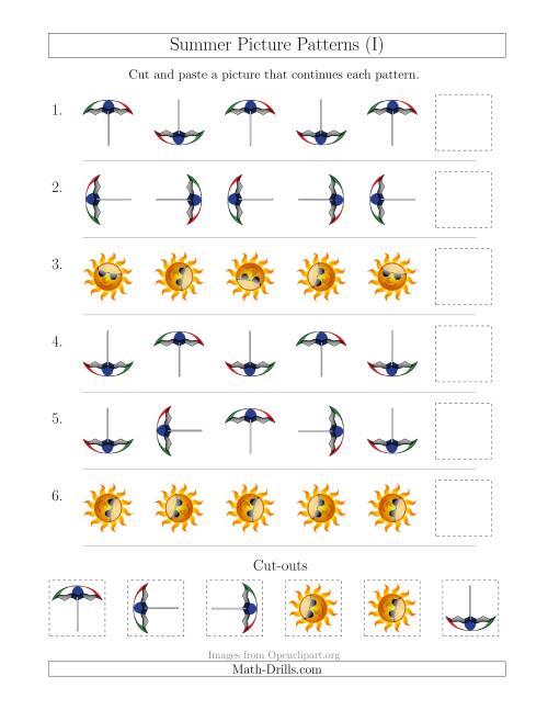 The Summer Picture Patterns with Rotation Attribute Only (I) Math Worksheet