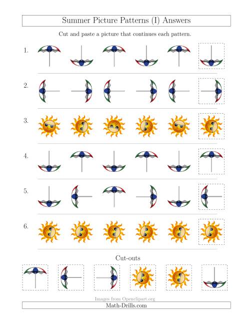 The Summer Picture Patterns with Rotation Attribute Only (I) Math Worksheet Page 2