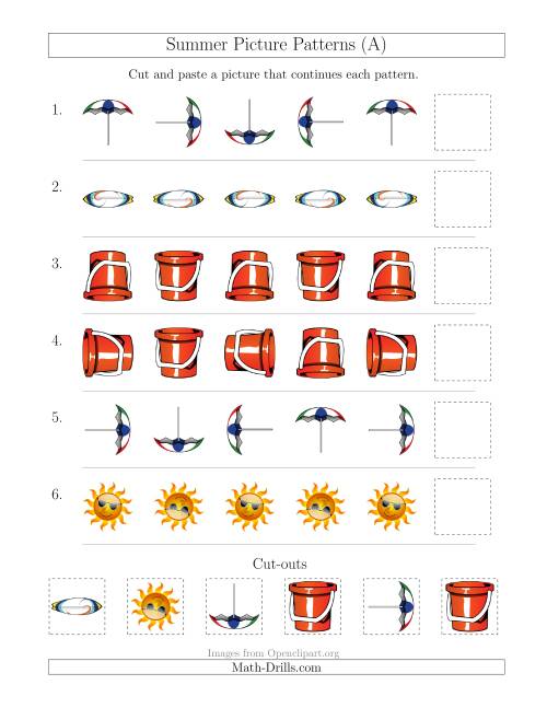 The Summer Picture Patterns with Rotation Attribute Only (All) Math Worksheet