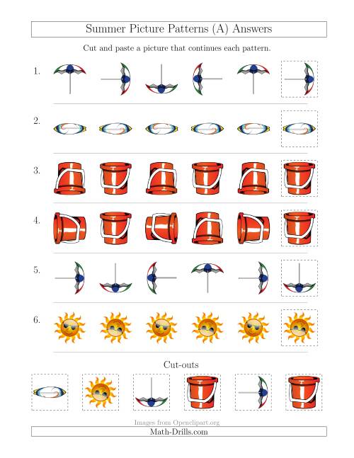 The Summer Picture Patterns with Rotation Attribute Only (All) Math Worksheet Page 2