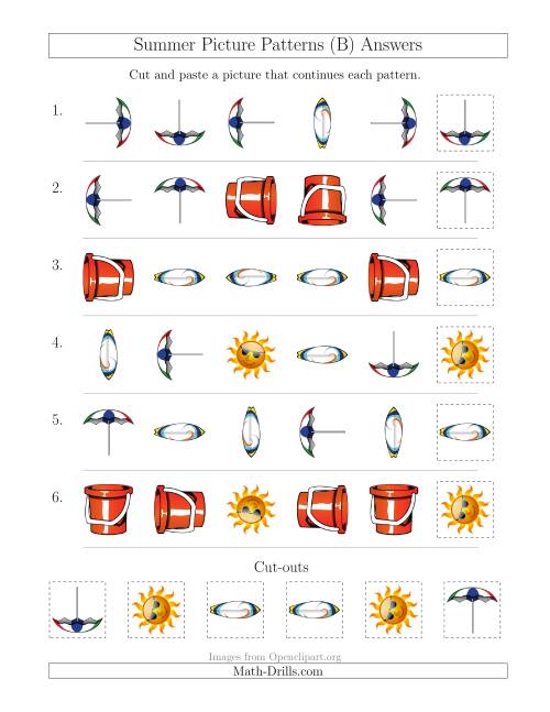 The Summer Picture Patterns with Shape and Rotation Attributes (B) Math Worksheet Page 2