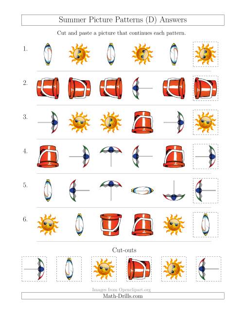 The Summer Picture Patterns with Shape and Rotation Attributes (D) Math Worksheet Page 2