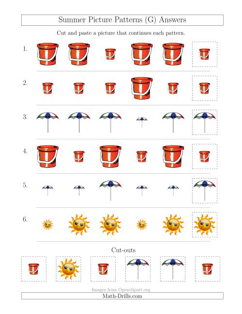 The Summer Picture Patterns with Size Attribute Only (G) Math Worksheet Page 2