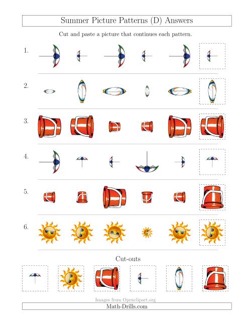 The Summer Picture Patterns with Size and Rotation Attributes (D) Math Worksheet Page 2