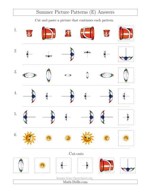 The Summer Picture Patterns with Size and Rotation Attributes (E) Math Worksheet Page 2